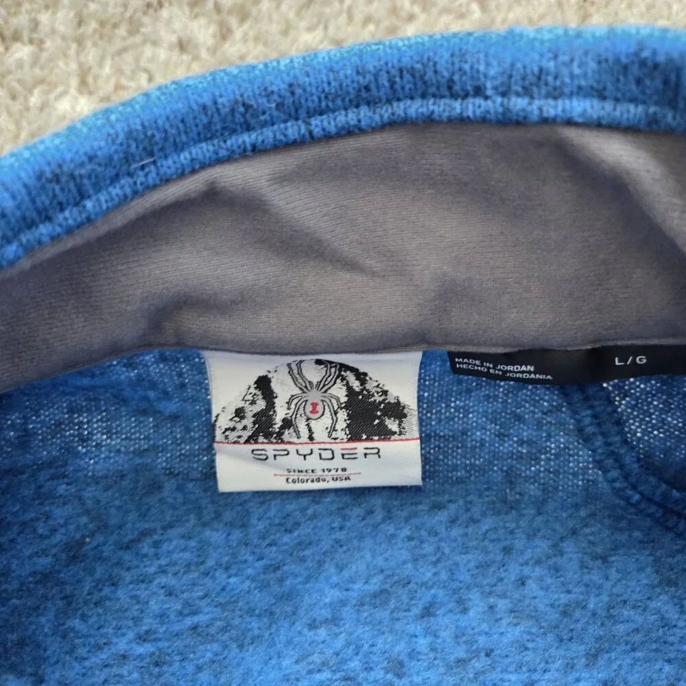 Spyder Empire Fleece Jacket Mens Large Full Zip Pockets Blue Orange Tag